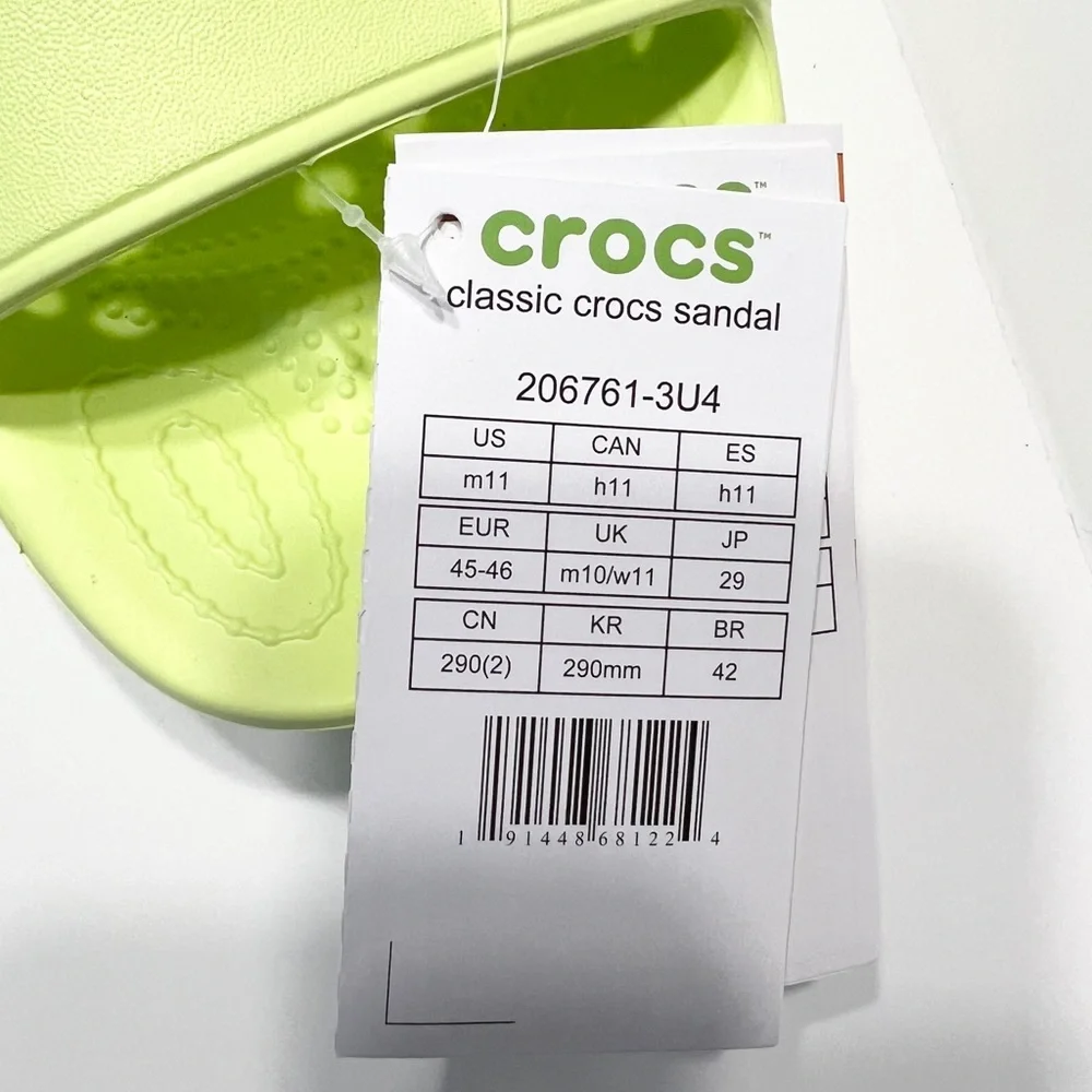 New‎ Crocs Classic Sandals Slides Mens Size 11 Lime Zest Relaxed Fit 206761-3U4